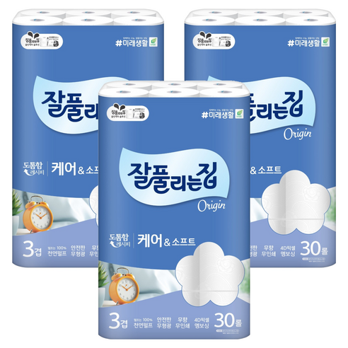 잘풀리는집 케어 앤 소프트 천연펄프 3겹 롤화장지 쿠팡 32,210원 역대 최저가 추천