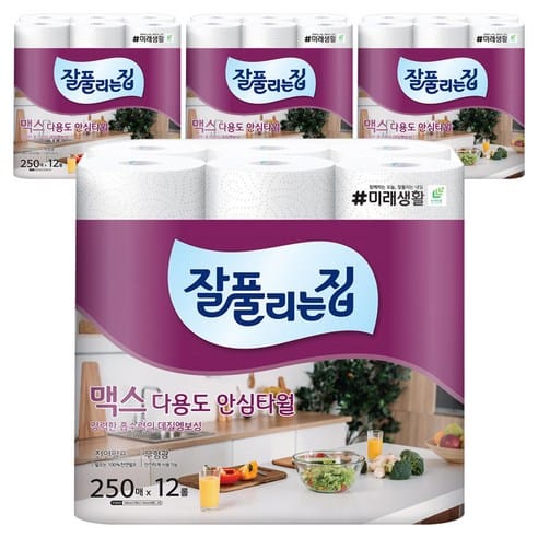 잘풀리는집 맥스 다용도 천연펄프 롤키친타올 250매×12개 쿠팡 로켓배송 11,930원 가격 추적 후기
